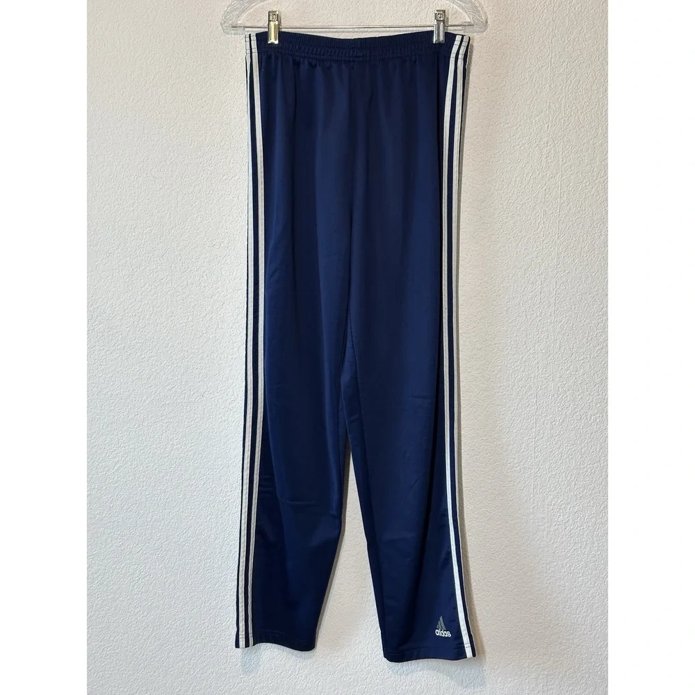 Vtg 90 Adidas Track Pants‎ Navy Mens M Jersey Tear Away Side Snaps 27x29 USA